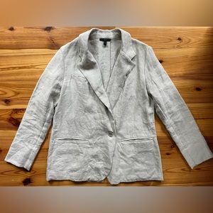 TROIS THE LABEL Beige Linen Oversize Blazer Jacket 0 XS